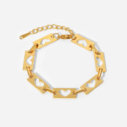 Chunky Heart Bracelet - 18K Gold Plated - PEACHY ACCESSORIES