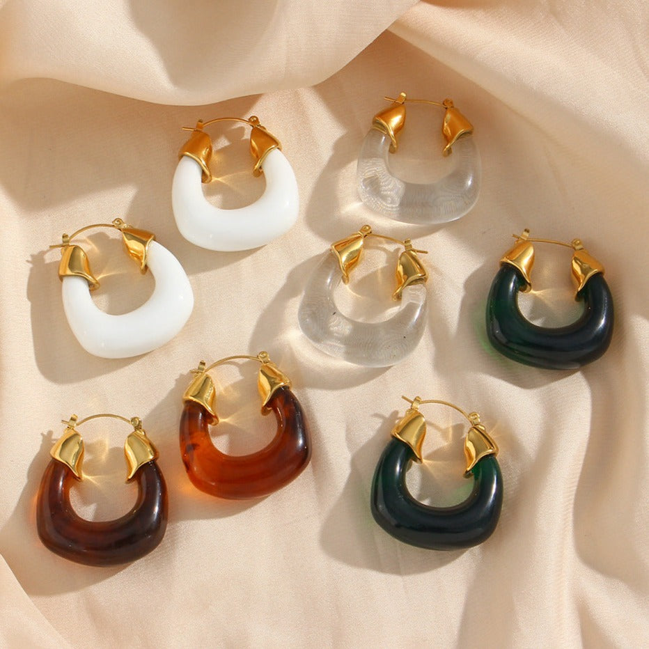 Classic U Shaped Hoop Earrings - 18K Gold Plated - PEACHY ACCESSORIES