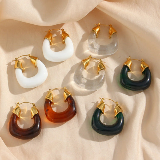 Classic U Shaped Hoop Earrings - 18K Gold Plated - PEACHY ACCESSORIES