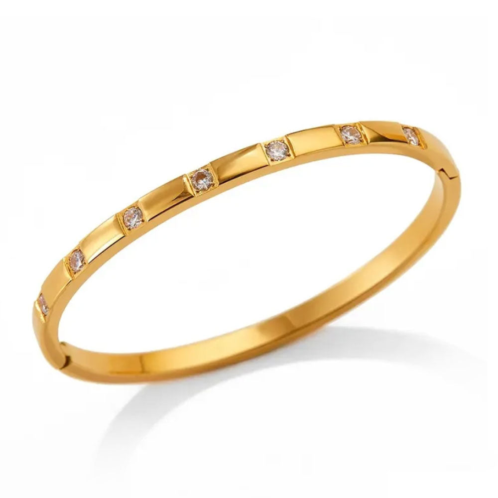 Dazzling Stone Kada Bangle - 18K Gold Plated
