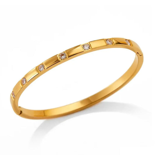 Dazzling Stone Kada Bangle - 18K Gold Plated