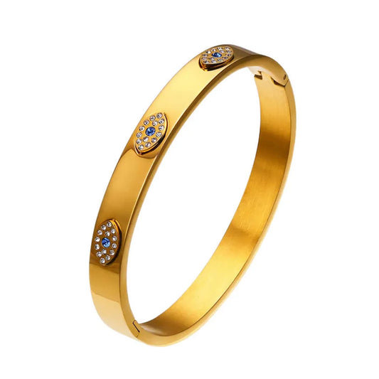 Evil Eye Kada Bangle - 18K Gold Plated