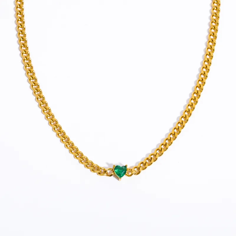 Love Emerald Chain 18K Gold Plated Necklace - PEACHY ACCESSORIES