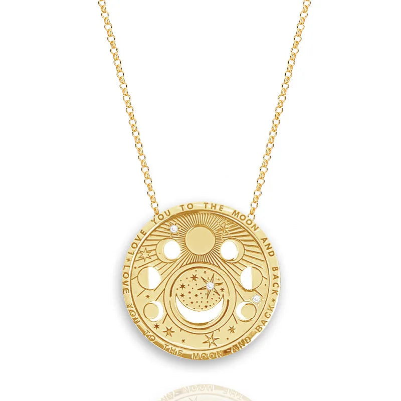 Love You To The Moon & Back 18K Gold Plated Necklace -  Premium Collection - PEACHY ACCESSORIES