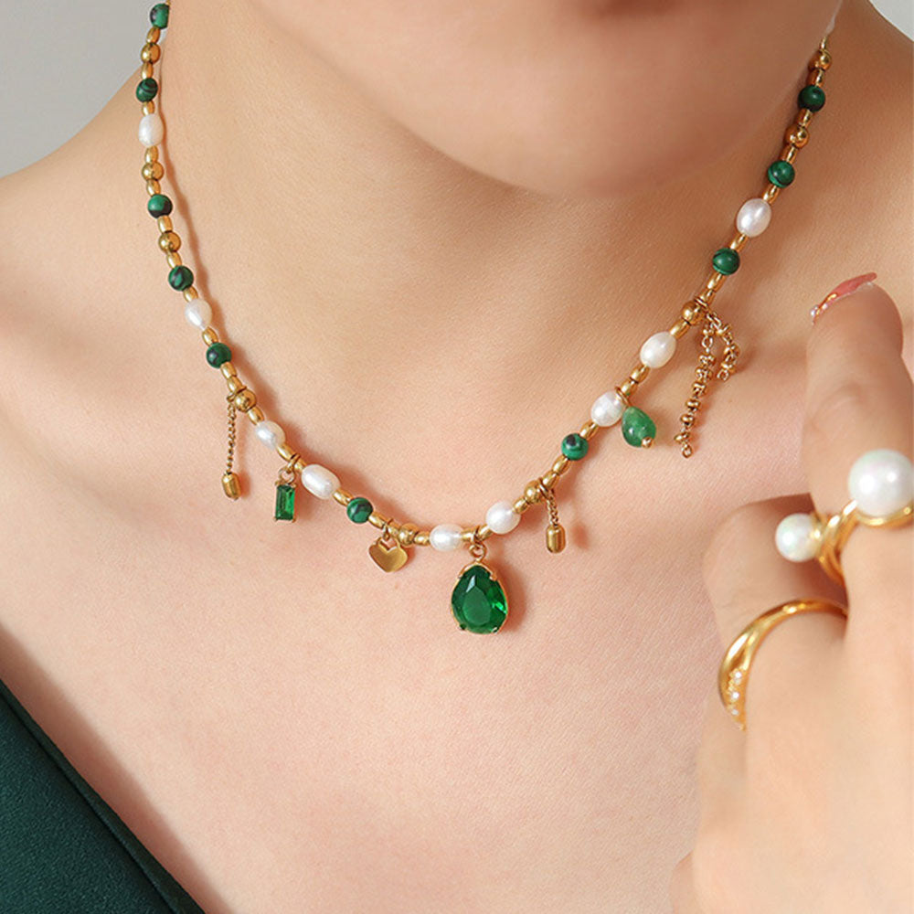 Classic Pearl Droplet Tassel Necklace - 18K Gold Plated - PEACHY ACCESSORIES