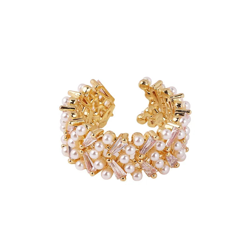 Classic Glam Pearl Zircon 18K Gold Plated Ring