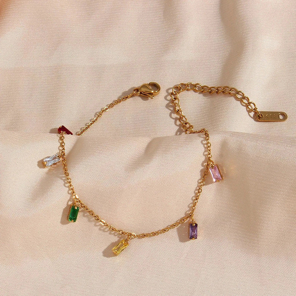 Rainbow Zircon Necklace 18K Gold Plated