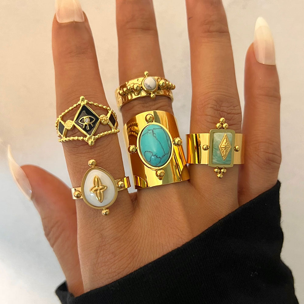 Royal Turquoise Ring 18K Gold Plated - PEACHY ACCESSORIES