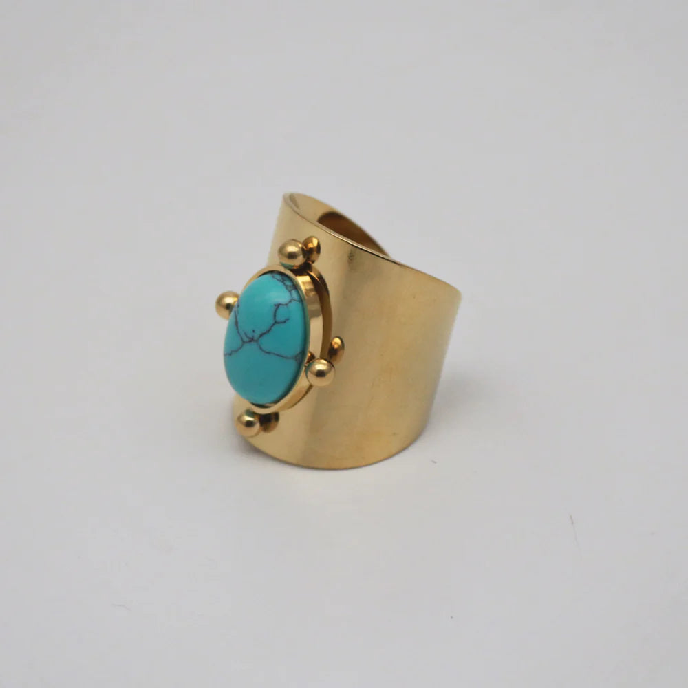 Royal Turquoise Ring 18K Gold Plated - PEACHY ACCESSORIES