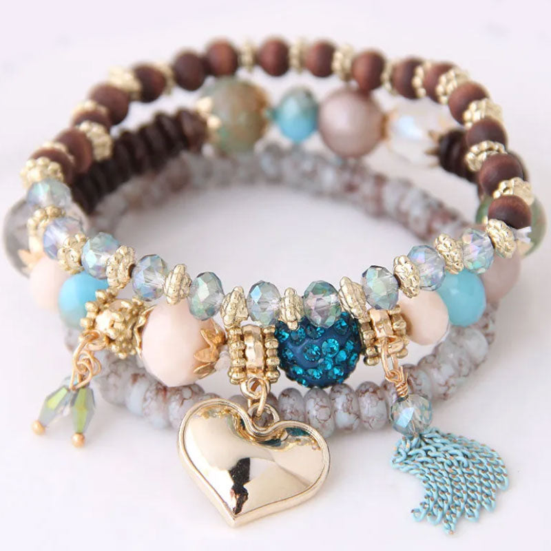 Bohemian Tassel Bracelet - Light Blue - PEACHY ACCESSORIES