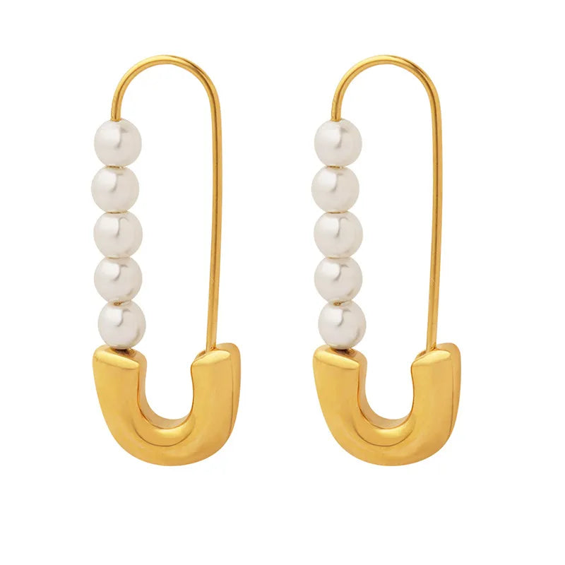 Cute Safety Pin Earrings 18K Gold Plated