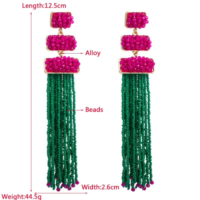 Beaded Tassel Earrings - PEACHY ACCESSORIES