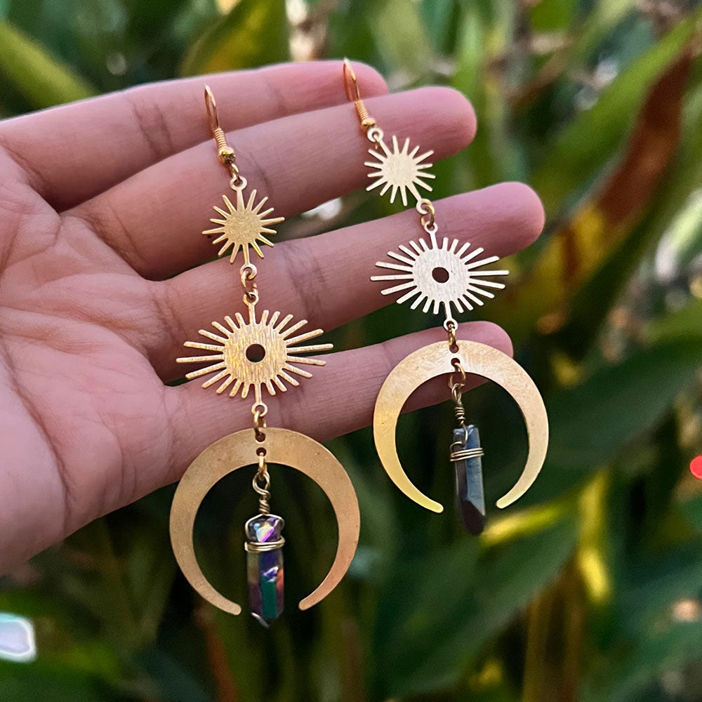 Boho Sun Moon Alloy Drop Earrings 1 Pair - PEACHY ACCESSORIES