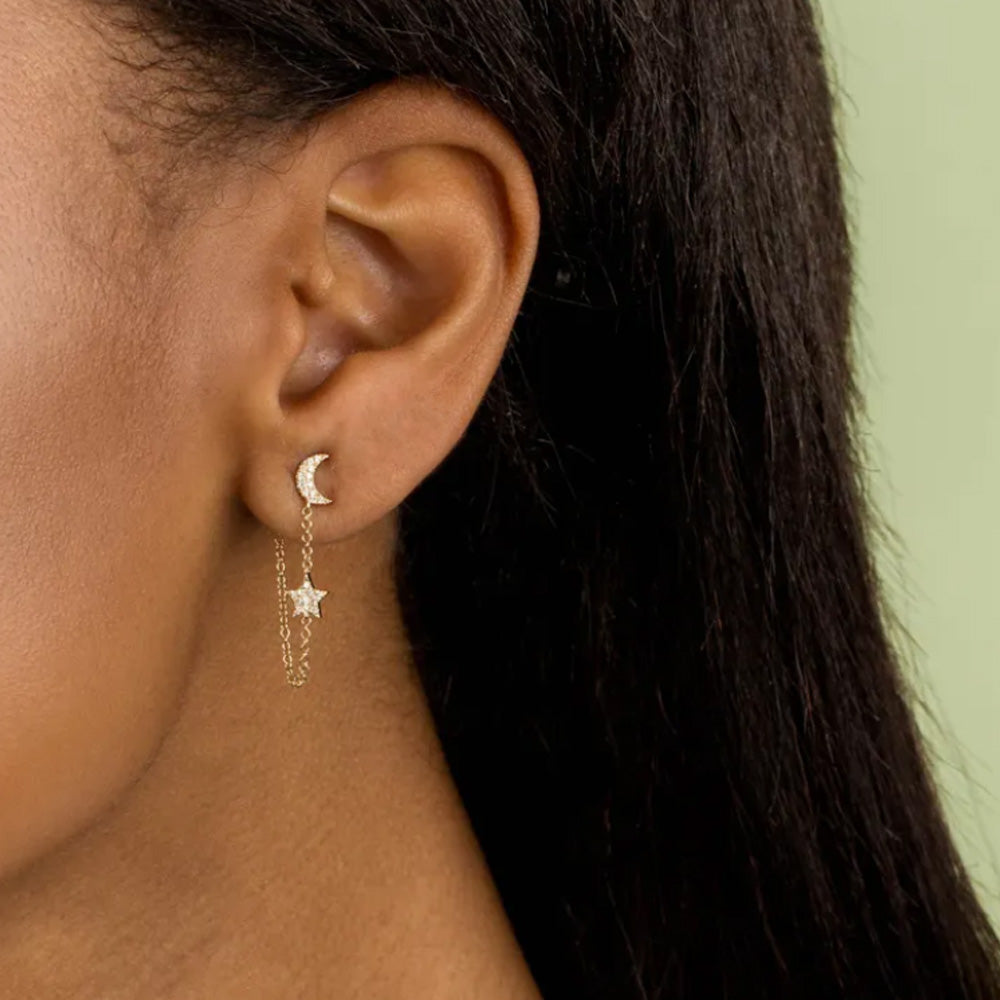 Stars Moon Gold Earrings - PEACHY ACCESSORIES