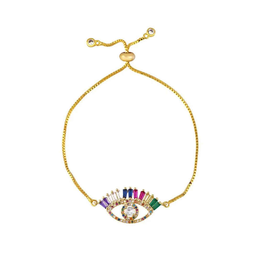 Rainbow Evil Eye Zircon 18K Gold Plated Bracelet - PEACHY ACCESSORIES