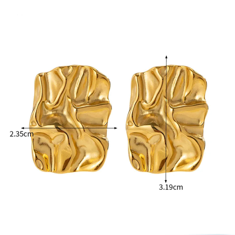Exquisite Abstract Textured Earrings - 18K Gold Plated