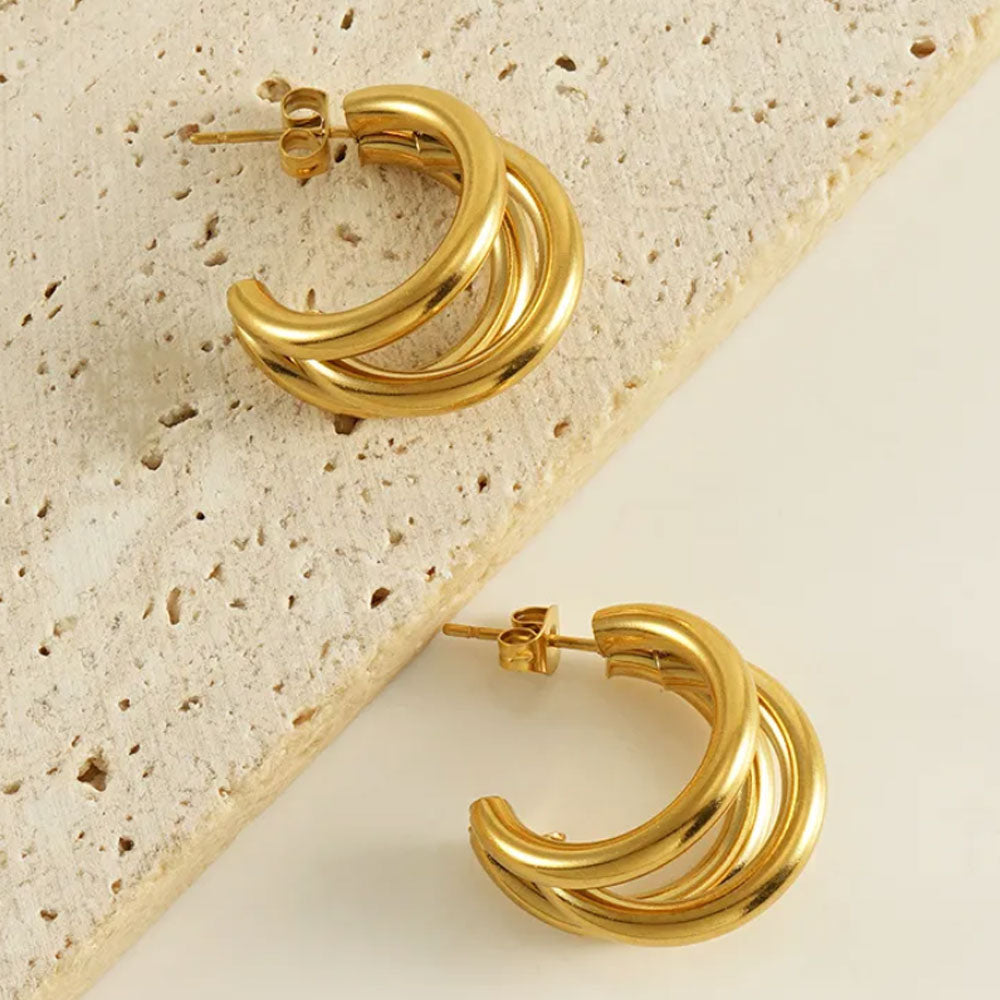 Large Classic Triple Hoop Earrings