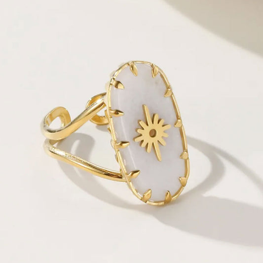 Royal Natural Stone White Ring - 18K Gold Plated