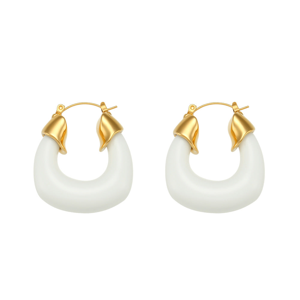 Classic U Shaped Hoop Earrings - 18K Gold Plated - PEACHY ACCESSORIES