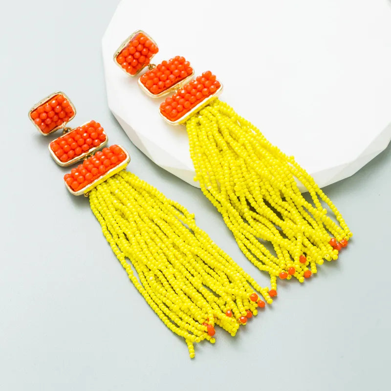 Beaded Tassel Earrings - PEACHY ACCESSORIES