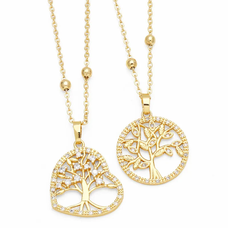 Tree of Life Zircon 18K Gold Plated Pendant Necklace - PEACHY ACCESSORIES