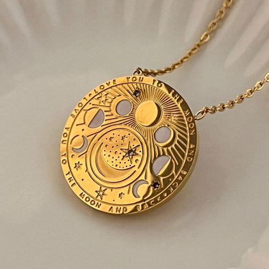 Love You To The Moon & Back 18K Gold Plated Necklace -  Premium Collection
