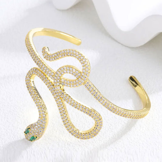 Luxurious Serpent Kada Bangle Bracelet 18K Gold Plated