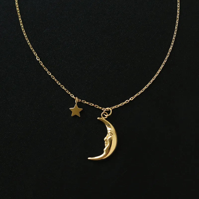 Moon Star 18K Gold Plated Stainless Steel Necklace - PEACHY ACCESSORIES