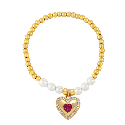 Heart Shaped Pearl 18K Gold Plated Bracelet - PEACHY ACCESSORIES