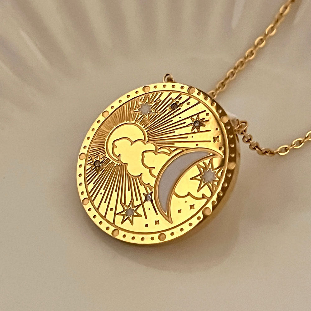 Crescent Moon 18K Gold Plated Necklace -  Premium Collection