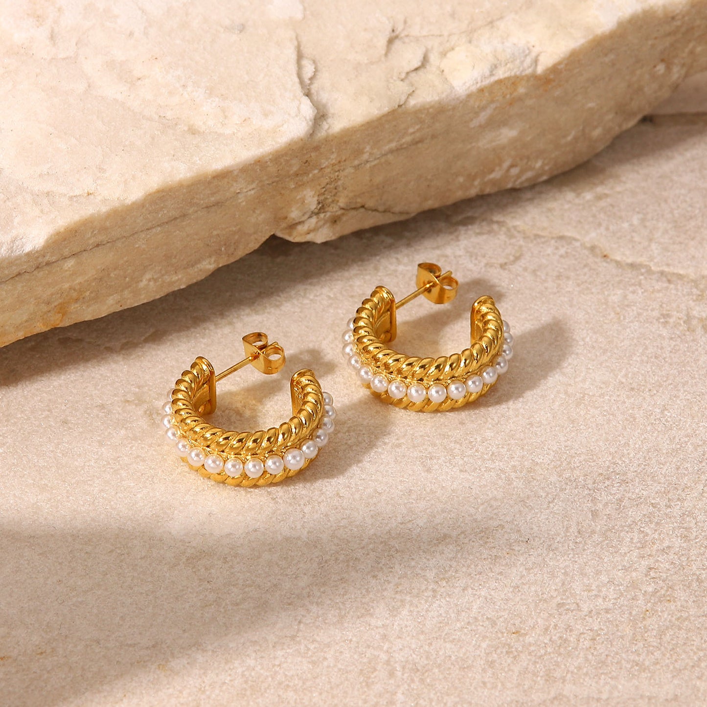 Elegant Cinderella Pearl Earrings 18K Gold Plated