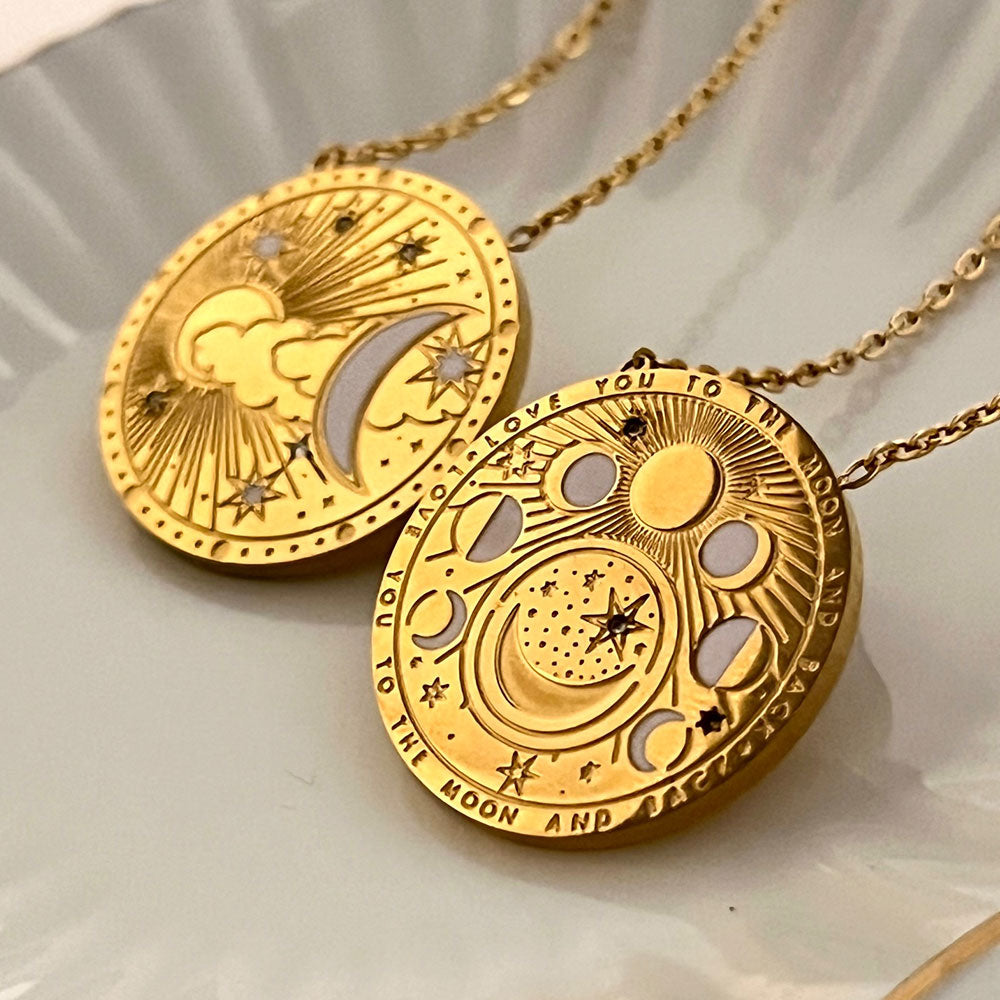 Crescent Moon 18K Gold Plated Necklace -  Premium Collection