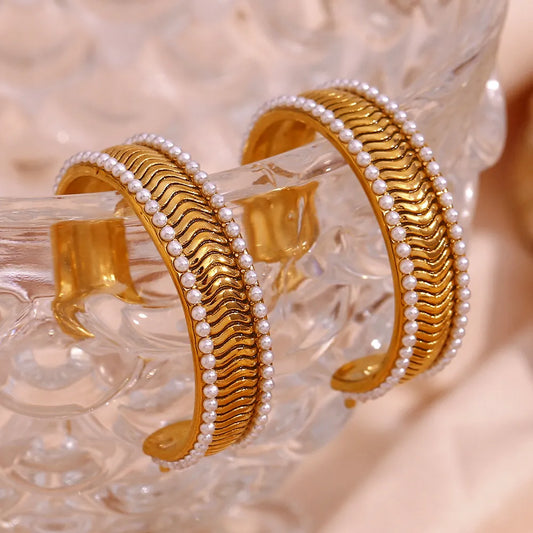 Classic Diva Pearl Hoops 18K Gold Plated