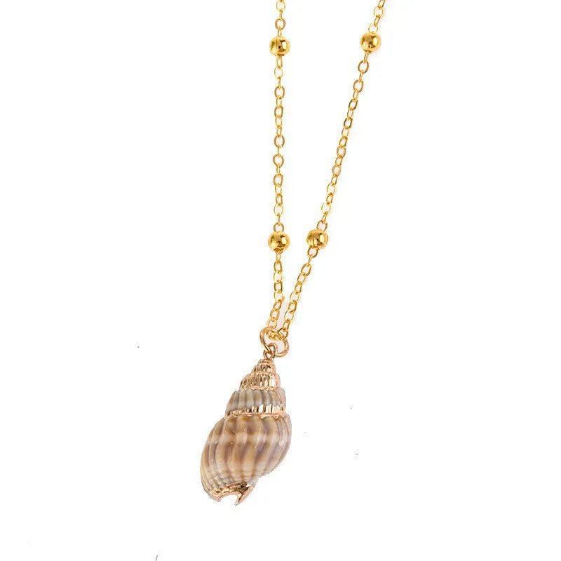 Beach Conch Shell Shell Plating Women S Pendant Necklace - PEACHY ACCESSORIES
