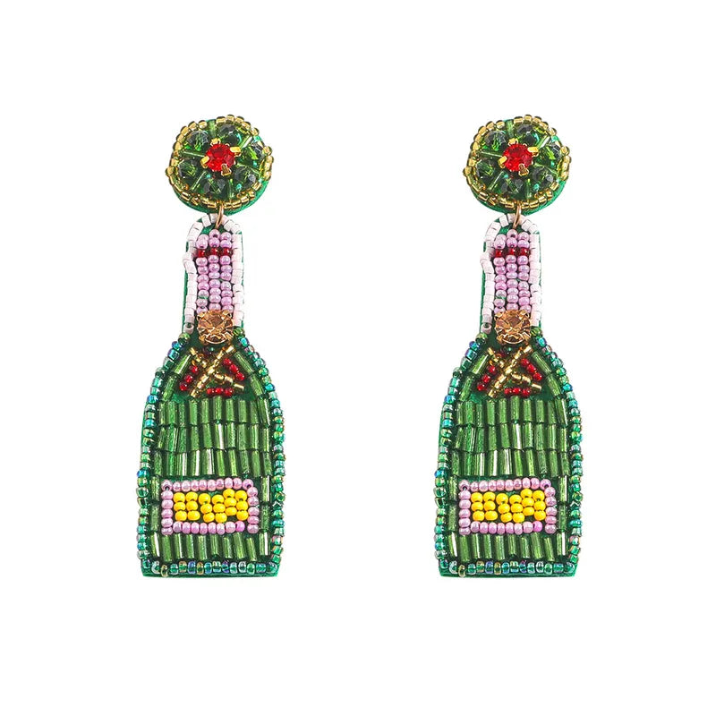 Handmade Beaded Champagne Earrings - PEACHY ACCESSORIES
