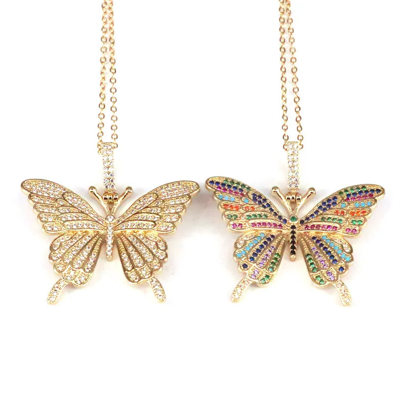 Zircon Butterfly 18K Gold Plated Necklace