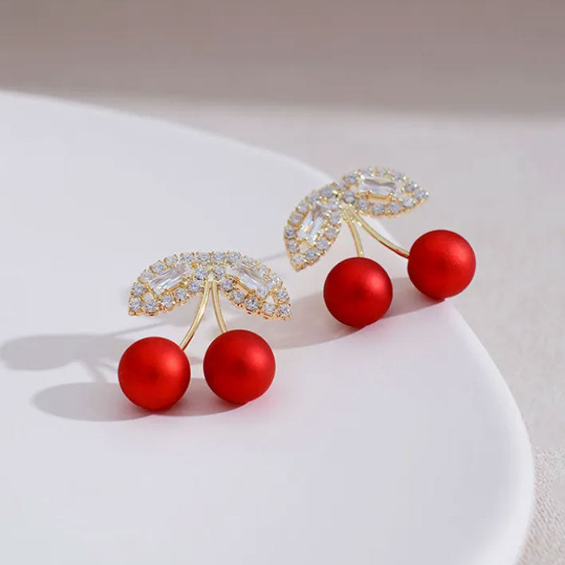 Red Cherry Earrings - 925 Silver Needle - PEACHY ACCESSORIES