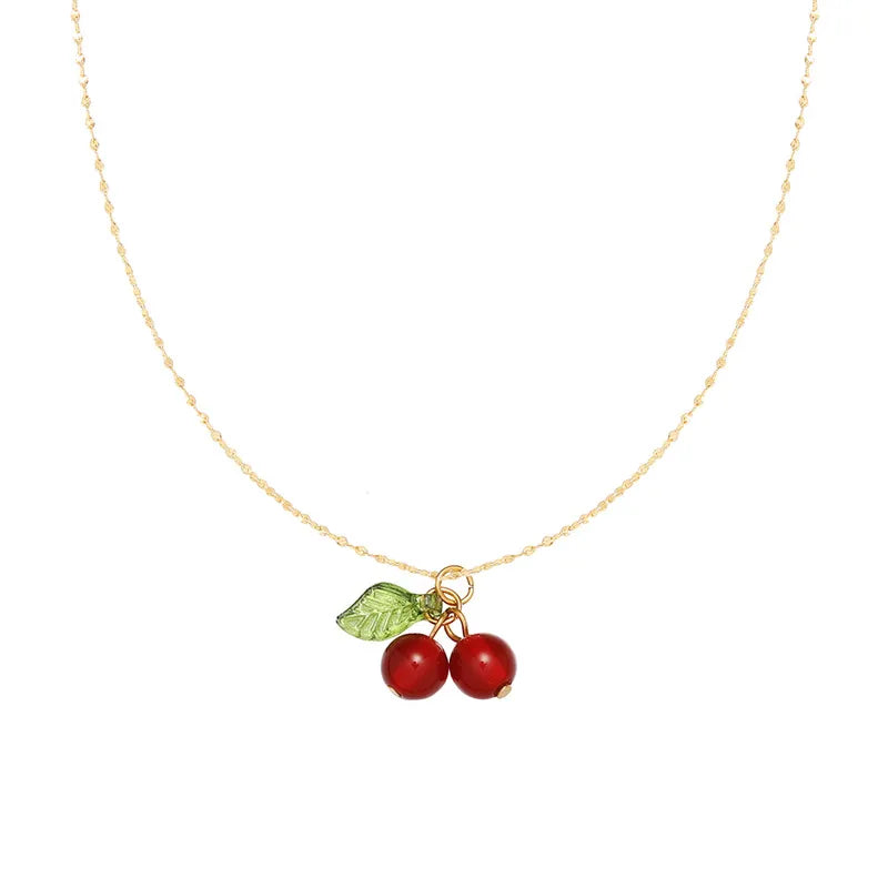 Cute Cherry Stainless Steel 18K Gold Plated Necklace - PEACHY ACCESSORIES