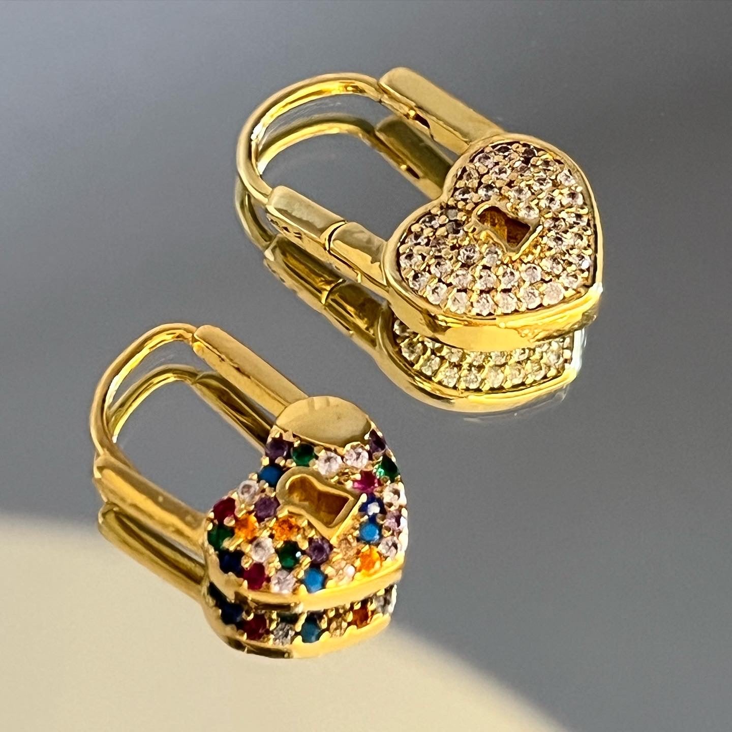 Heart Lock Huggie Earrings - 18K Gold Plated
