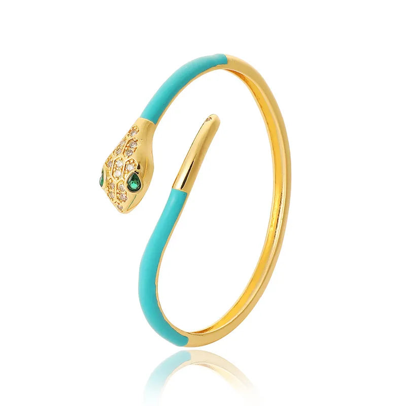 Snake Gold Plated Zircon Bangle - PEACHY ACCESSORIES