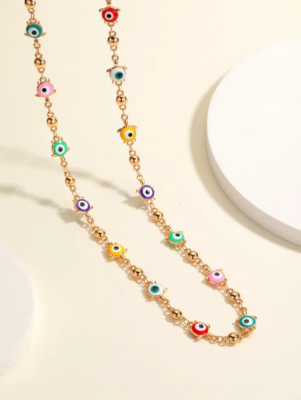 Turtle Evil Eye 18K Gold Plated Copper Necklace - PEACHY ACCESSORIES