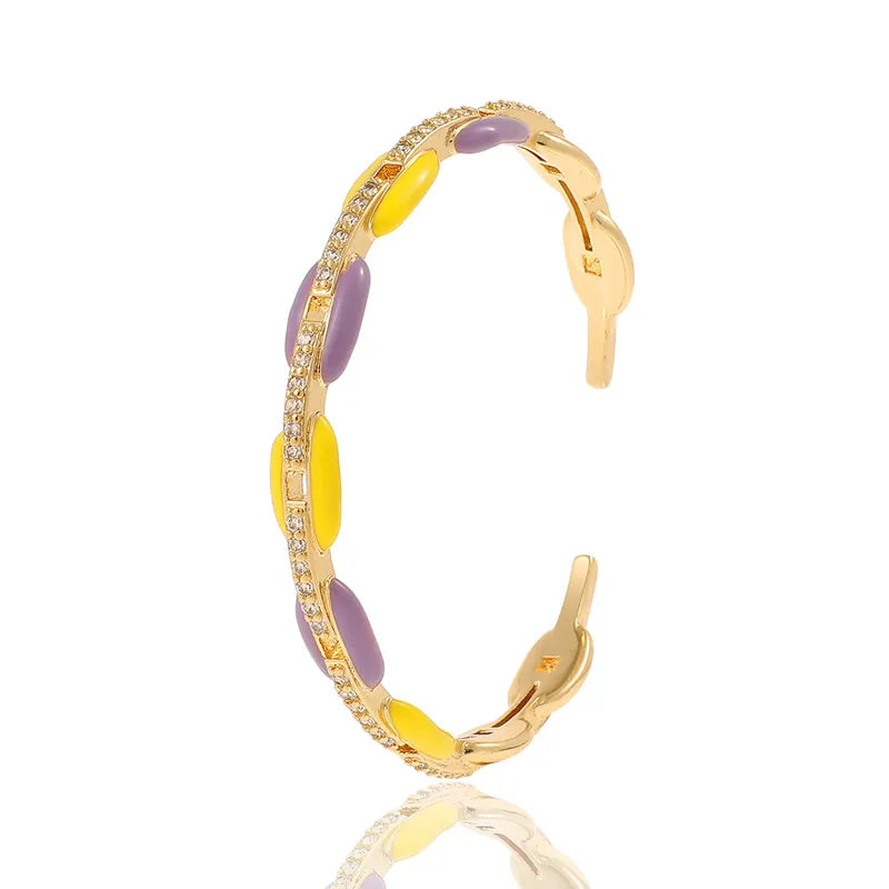 Enamel Zircon Bangle 1 Piece - PEACHY ACCESSORIES