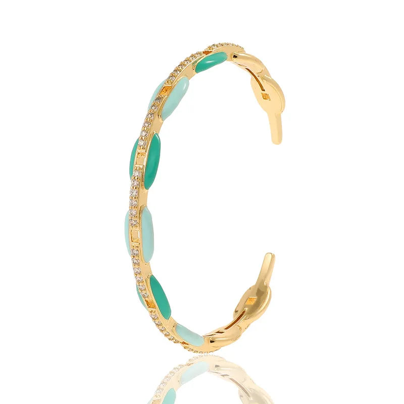 Enamel Zircon Bangle 1 Piece - PEACHY ACCESSORIES