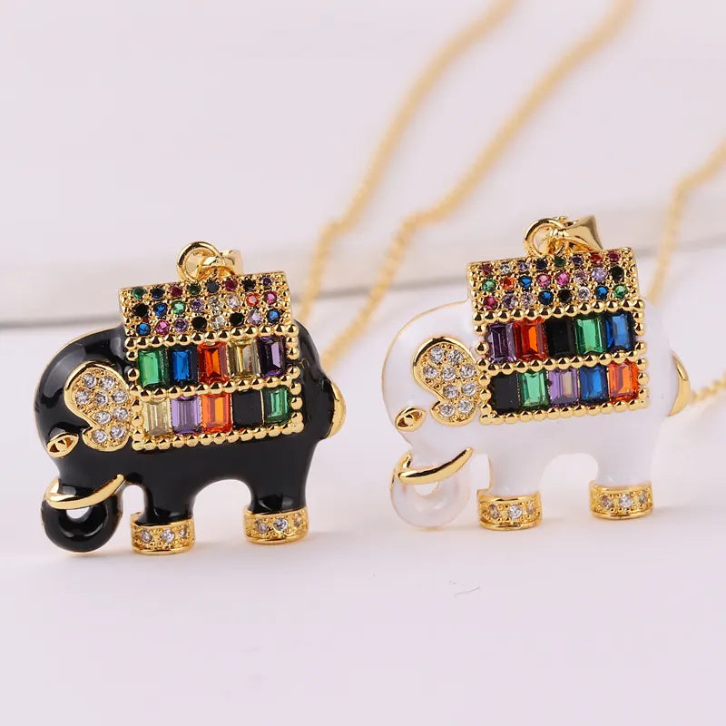 Elephant Gold Plated Zircon Necklace - PEACHY ACCESSORIES