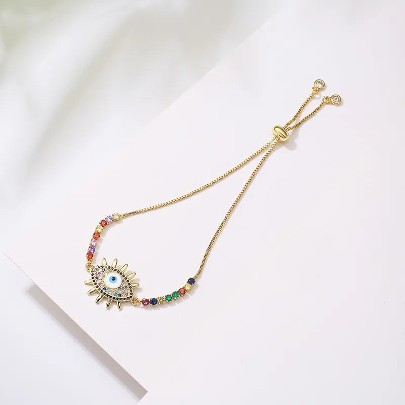 Colorful Evil Eye 18K Gold Plated Zircon Bracelet - PEACHY ACCESSORIES
