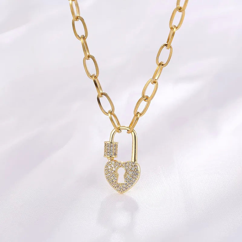 Heart Lock 18K Gold Plated Necklace