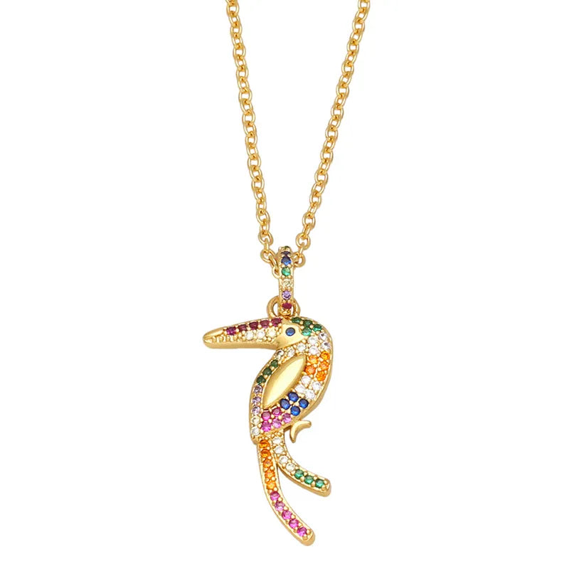 Parrot 18K Gold Plated Zircon Copper Necklace - PEACHY ACCESSORIES