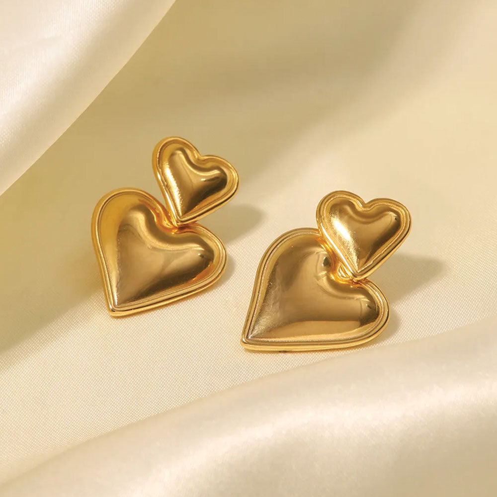 Classic Heart Drop Earrings - 18K Gold Plated