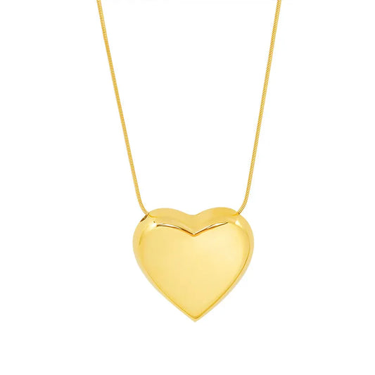 Large Statement Heart Necklace - 18K Gold Plated