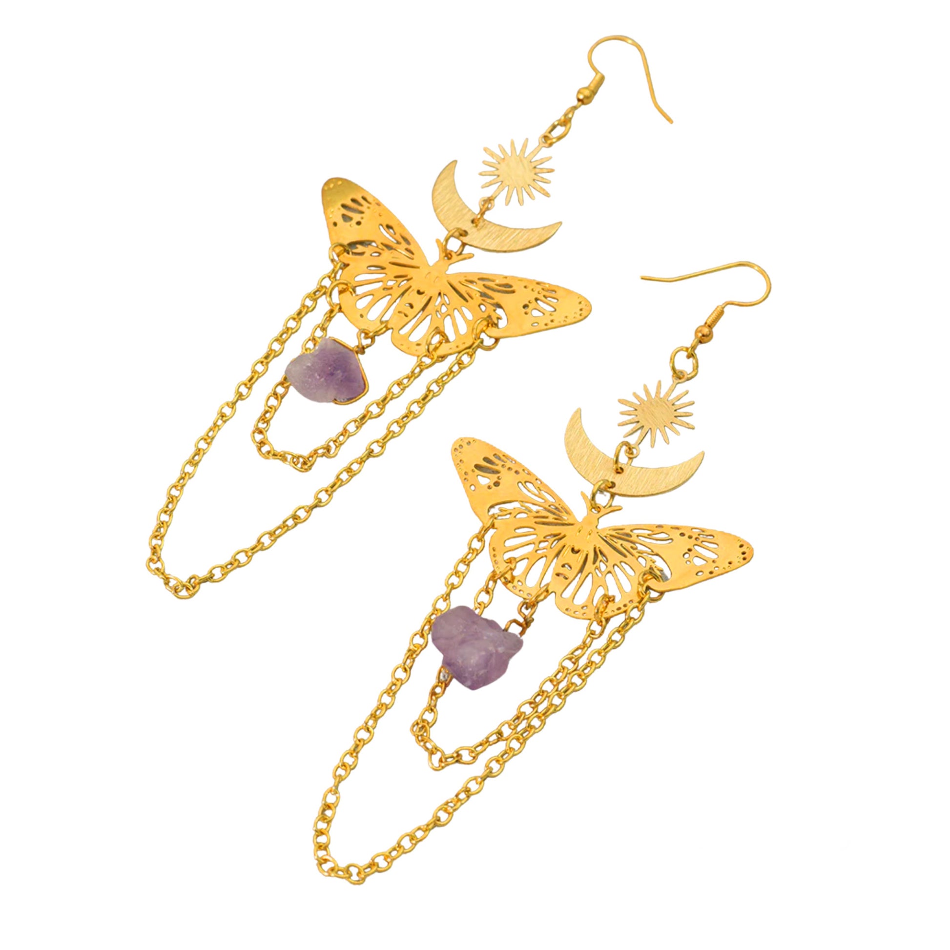 Bohemian Sun, Moon & Butterfly Tassel Earrings - PEACHY ACCESSORIES